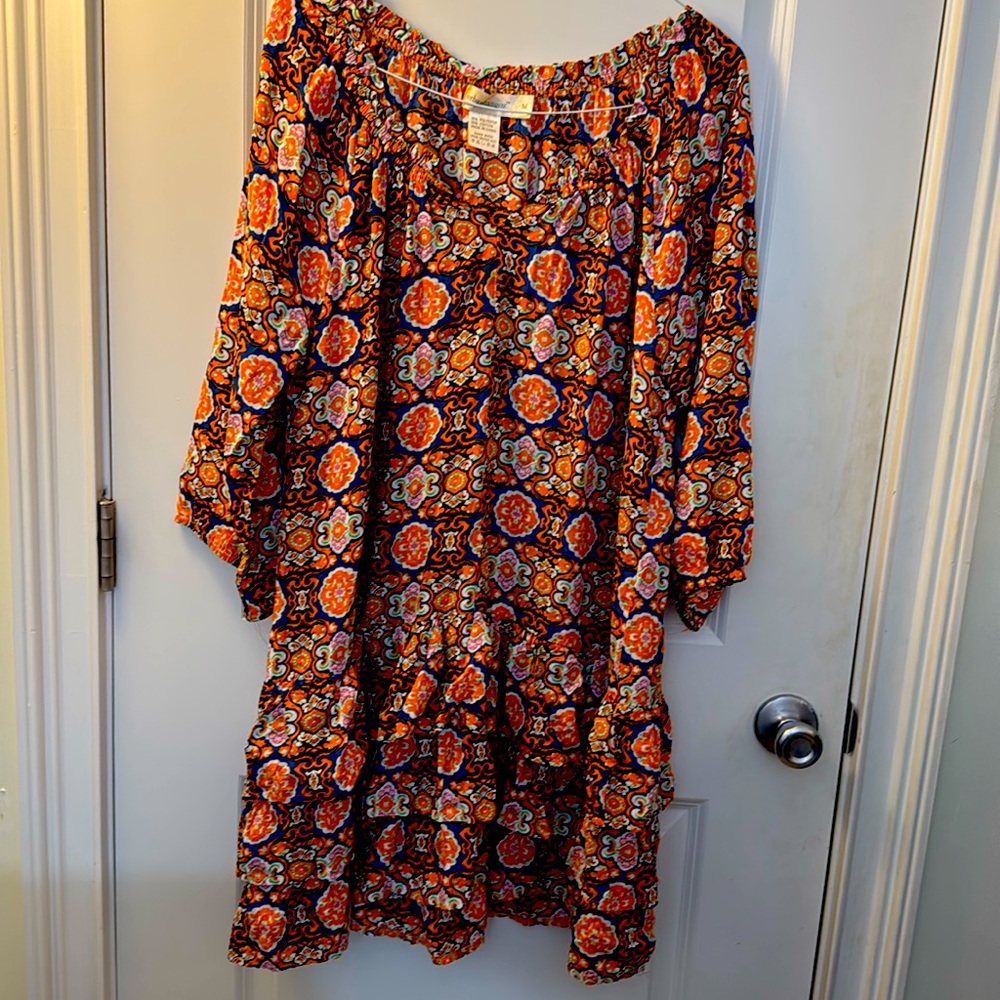 Urban Mango Burnt Orange Layered Micro Dress/ Long Tunic Top Size Medium